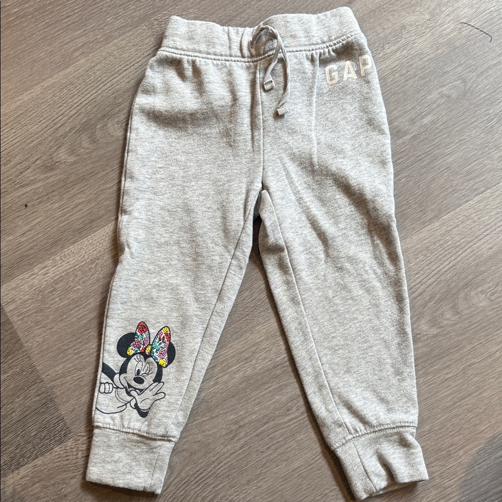 GAP Disney Light Gray Kids Joggers with Minnie Mouse Print